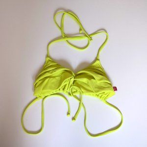 2/$20 Electric Bight Yellow Ruffled Triangle Tie-up Bikini Top